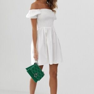 ASOS White Off-Shoulder Mini Dress